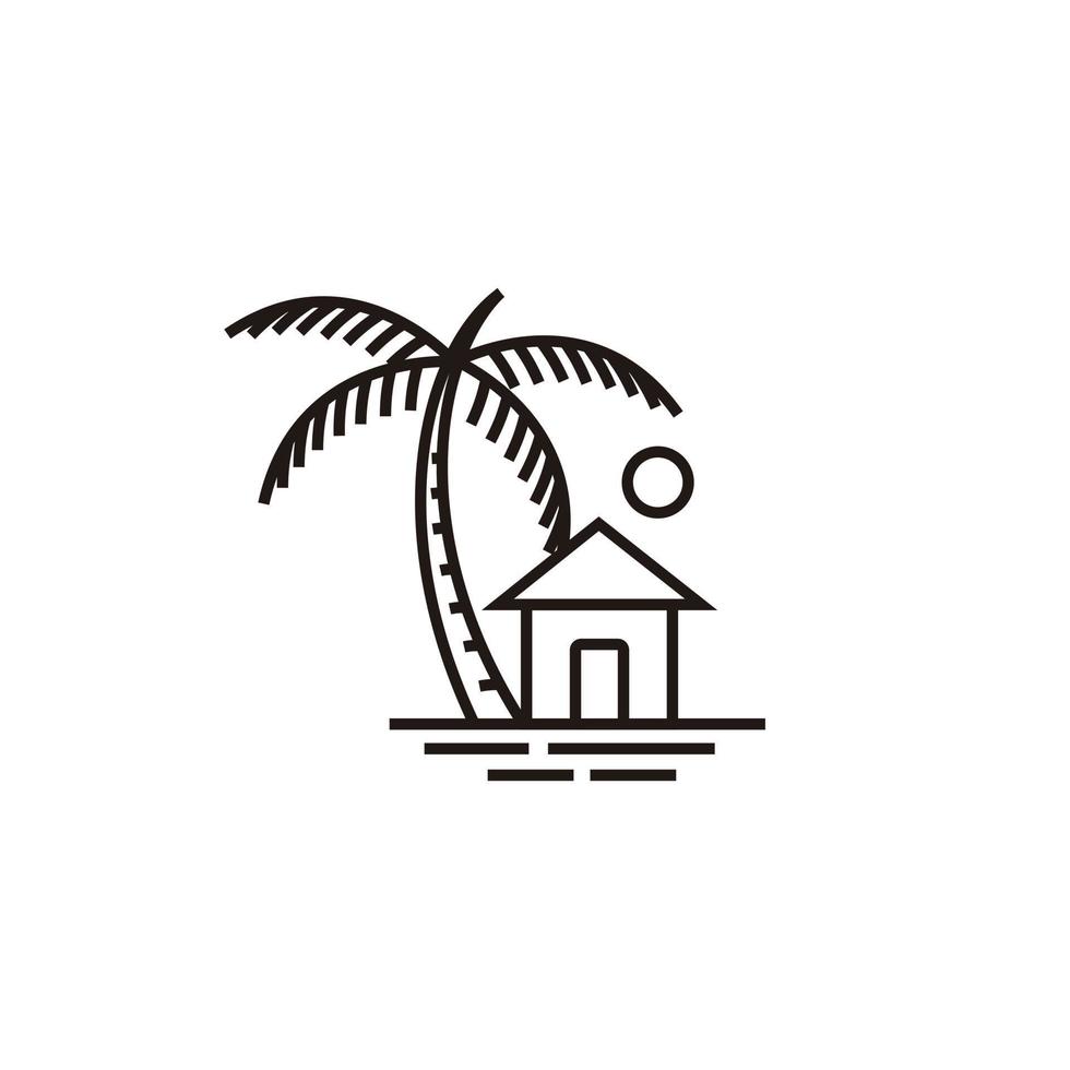minimalista spiaggia Casa logo design. linea arte vettore illustrazione