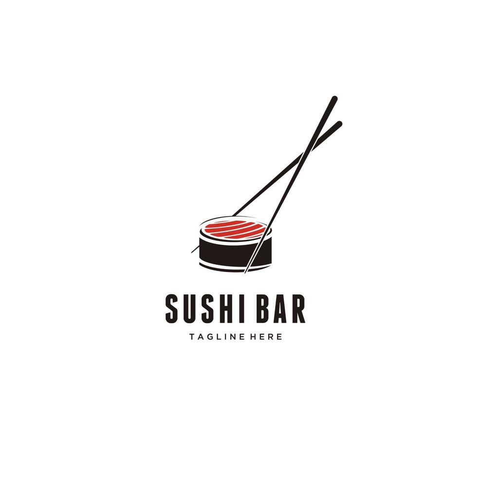 Bacchette swoosh ciotola cucina giapponese orientale, ispirazione per il design del logo di frutti di mare di sushi giapponese vettore