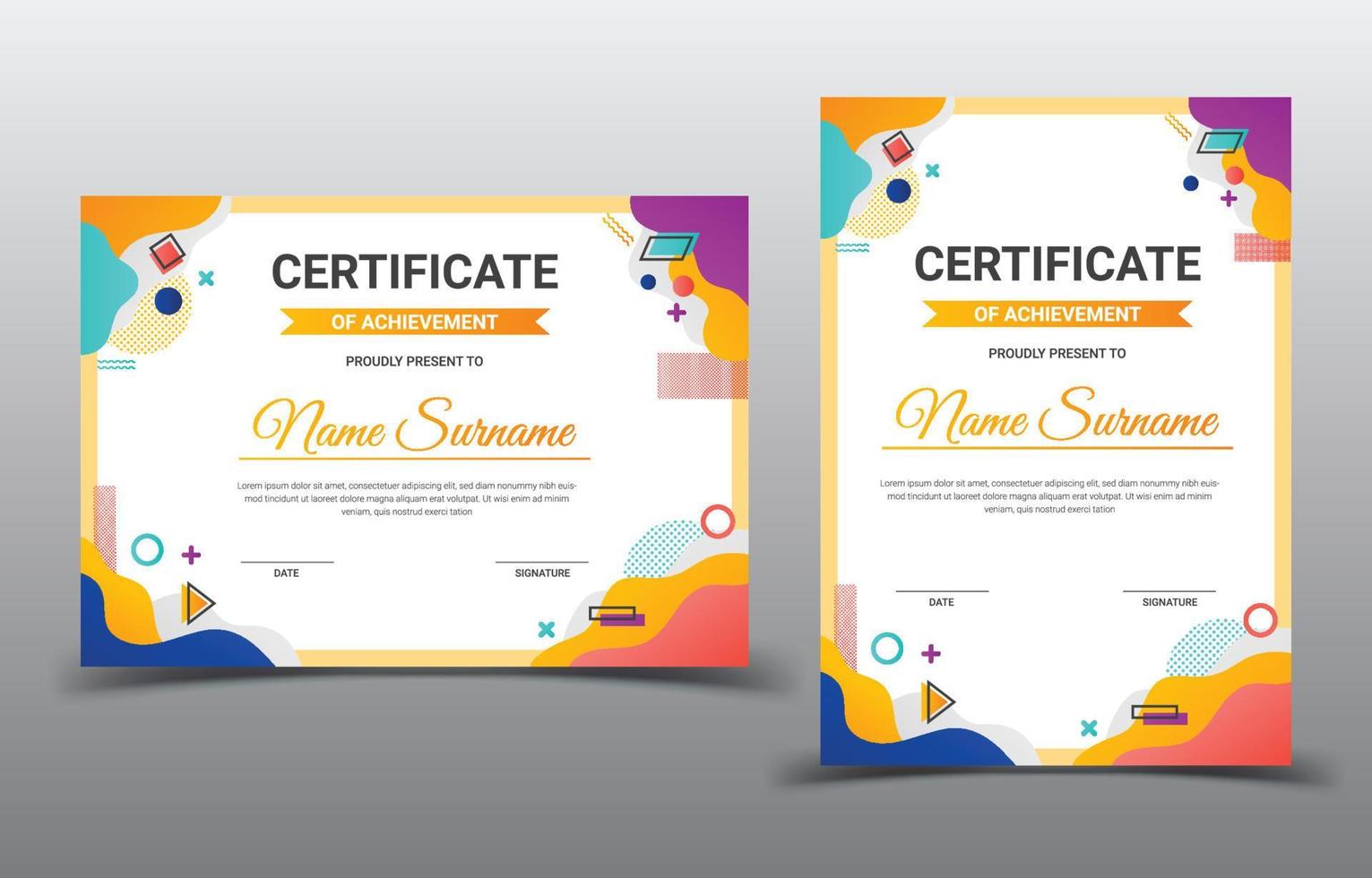 certificato pendenza moderno modello design vettore