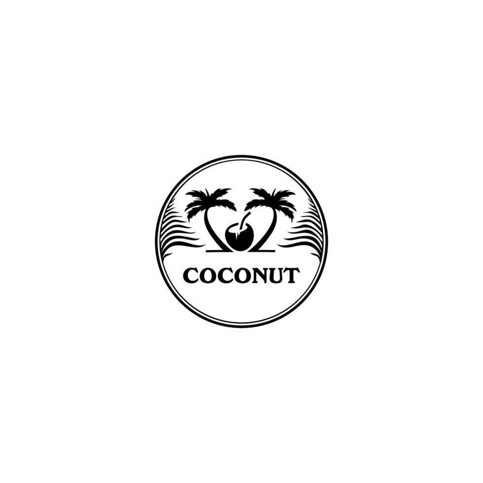 modello di logo di cocco. illustrazione vettoriale icona piatta del fumetto isolata su bianco.