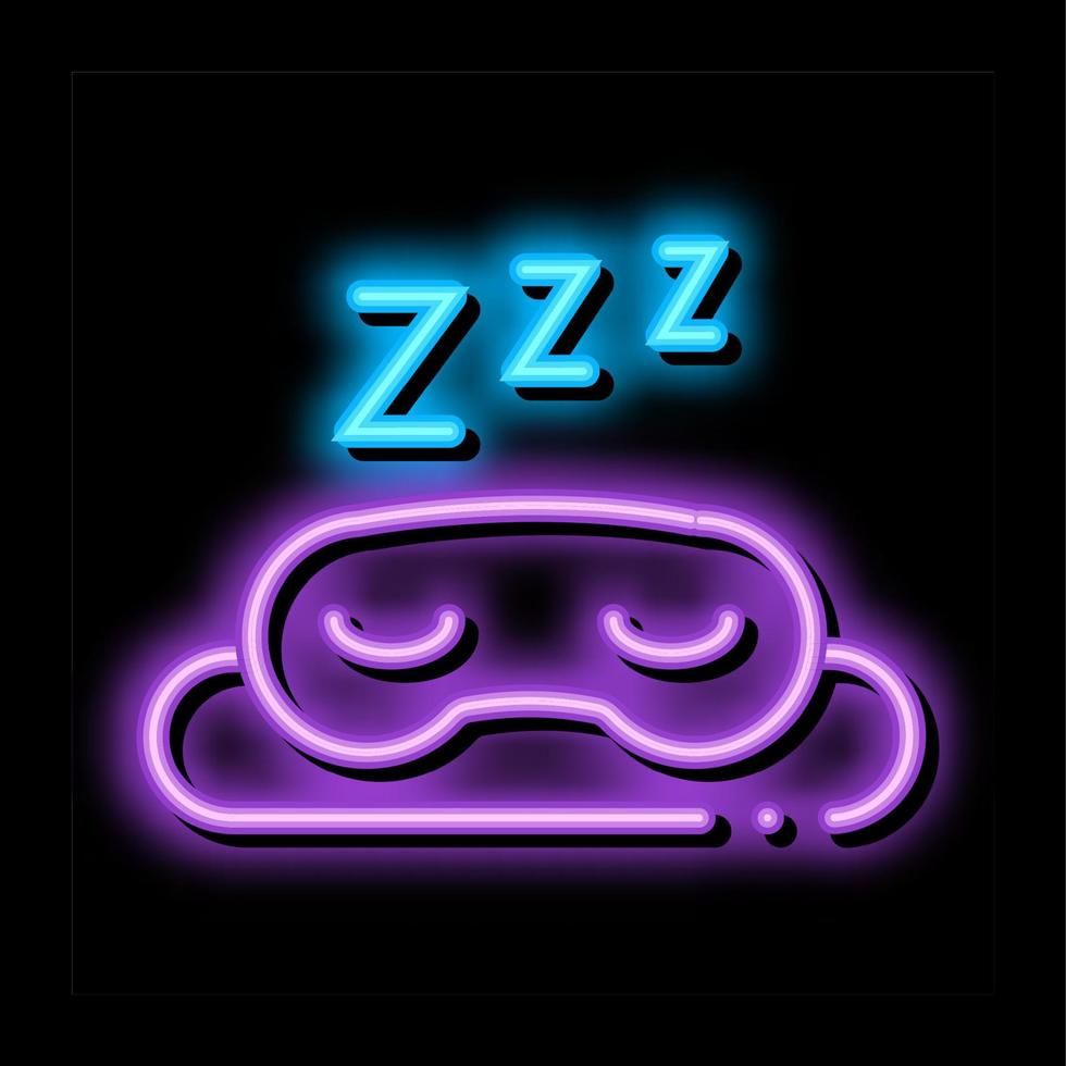 notte dormire occhi maschera neon splendore icona illustrazione vettore