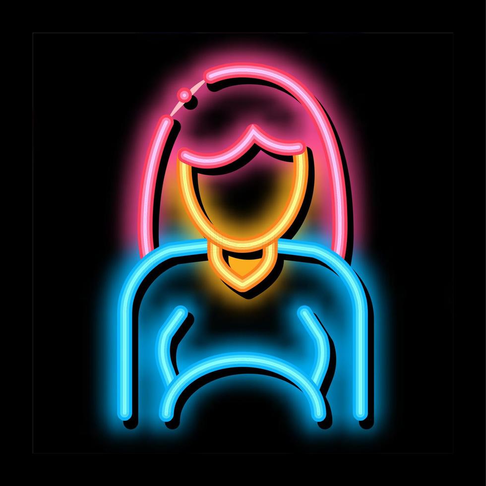 incinta donna neon splendore icona illustrazione vettore