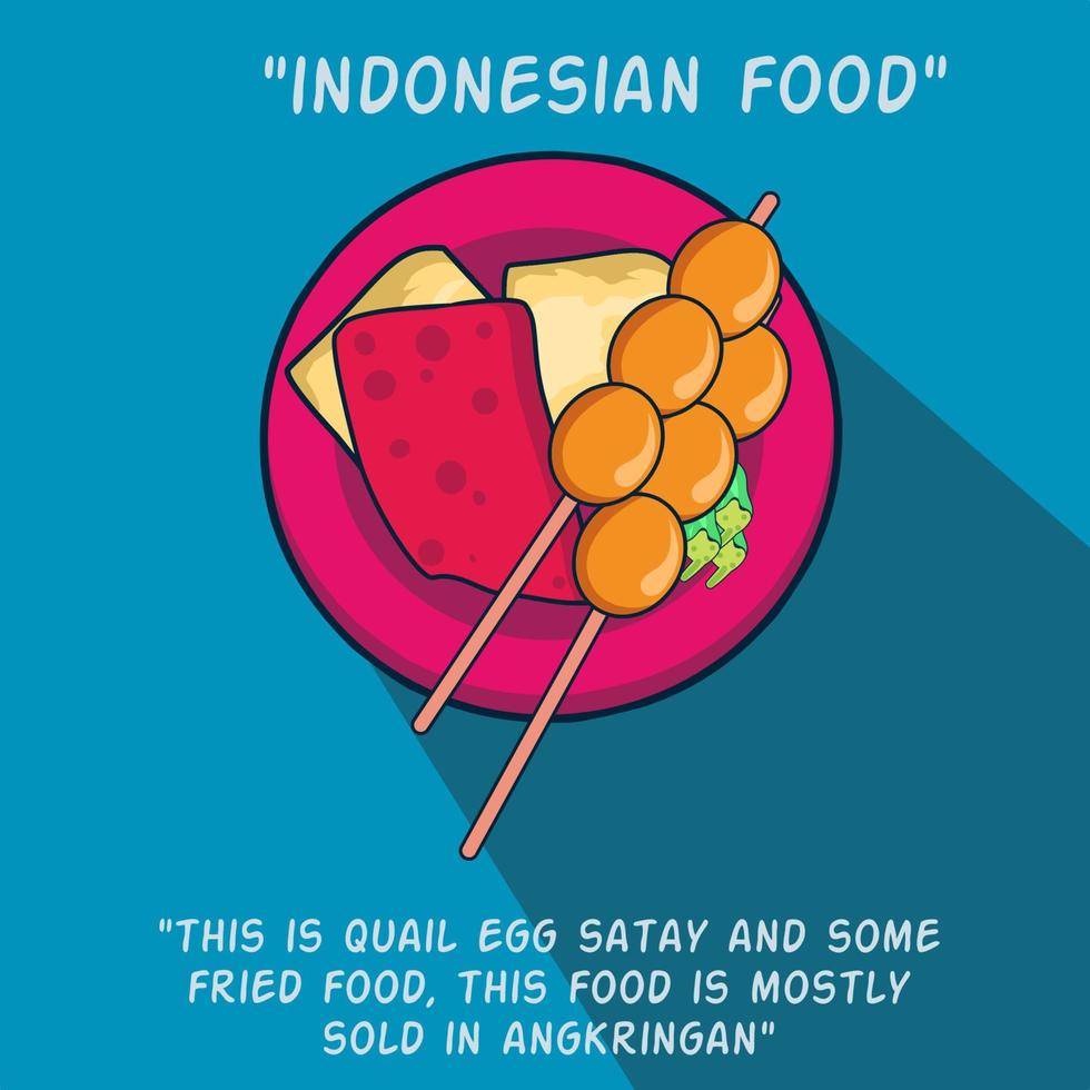 indonesiano cibo, Quaglia uovo satay, vettore