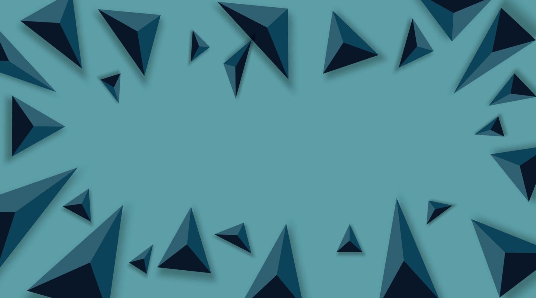 sfondo astratto con triangoli neri. realistico e 3d. illustrazione vettoriale su sfondo blu.