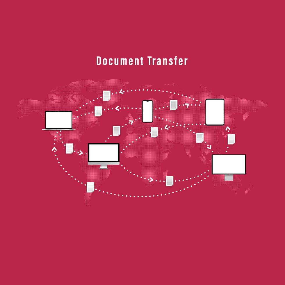 dati trasferimento In tutto il mondo collegamento, Informazioni grafico nel Viva magenta sfondo colore vettore