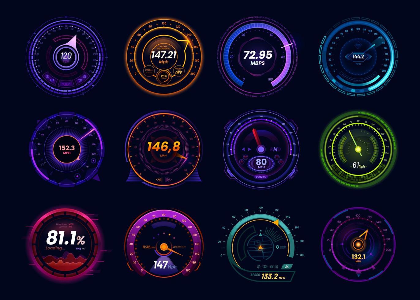 auto tachimetro misura, Internet velocità test quadranti vettore