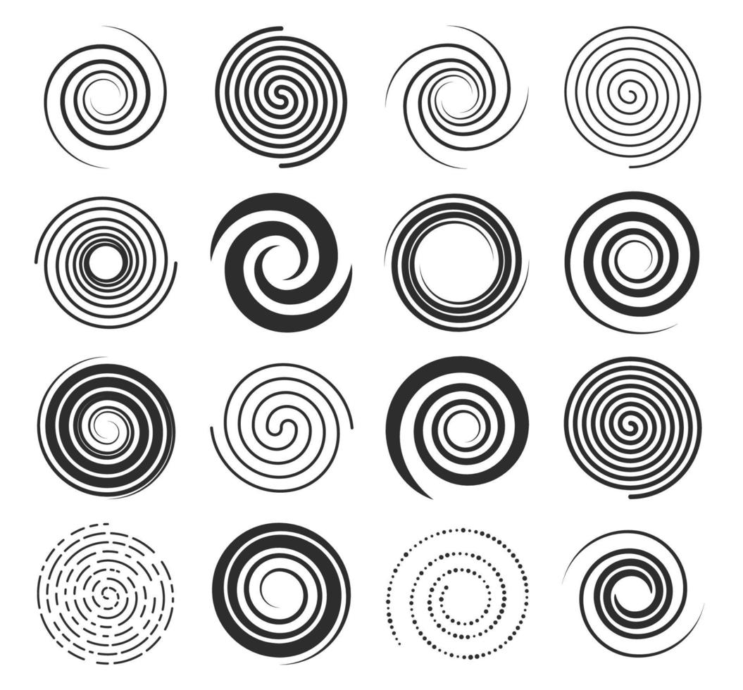 spirale turbine icone, cerchio Linee e volteggiare simboli vettore