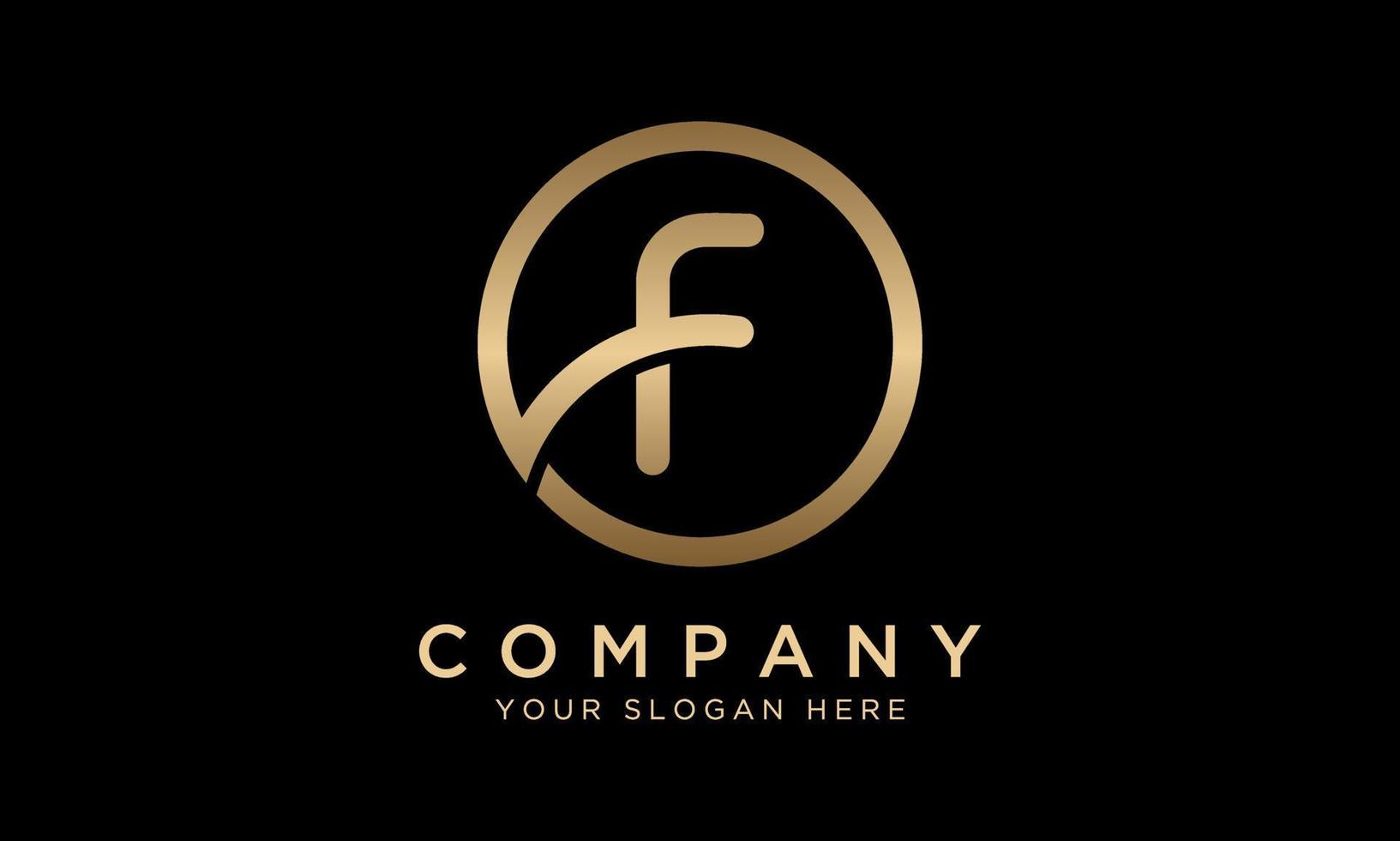 f lettera logo con cerchio forma. moderno unico creativo f logo design vettore modello. elegante identità design nel oro colore.