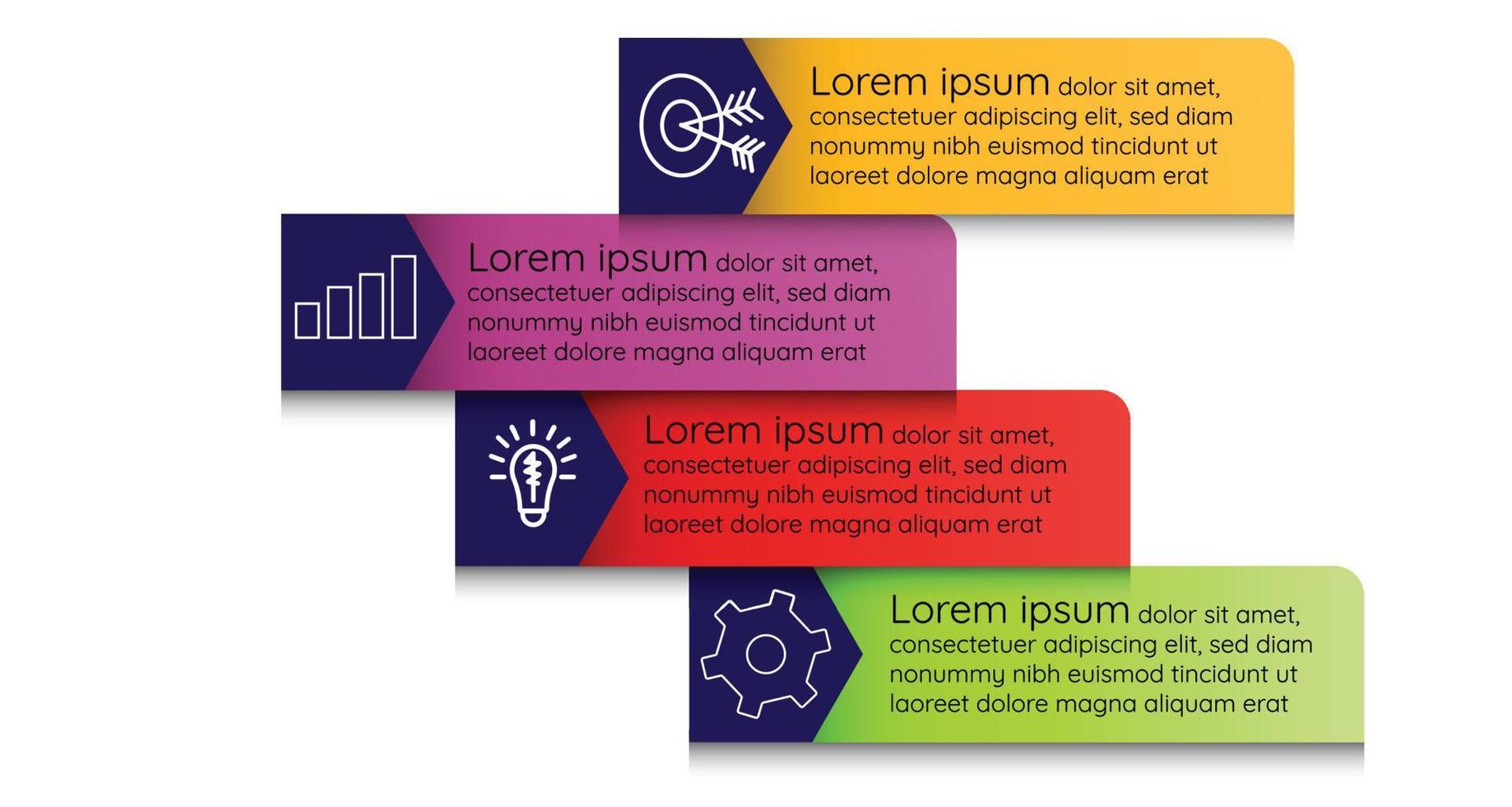 Infografica modello per attività commerciale informazione presentazione. vettore piazza e geometrico elementi. moderno flusso di lavoro diagrammi. rapporto Piano 4 temi