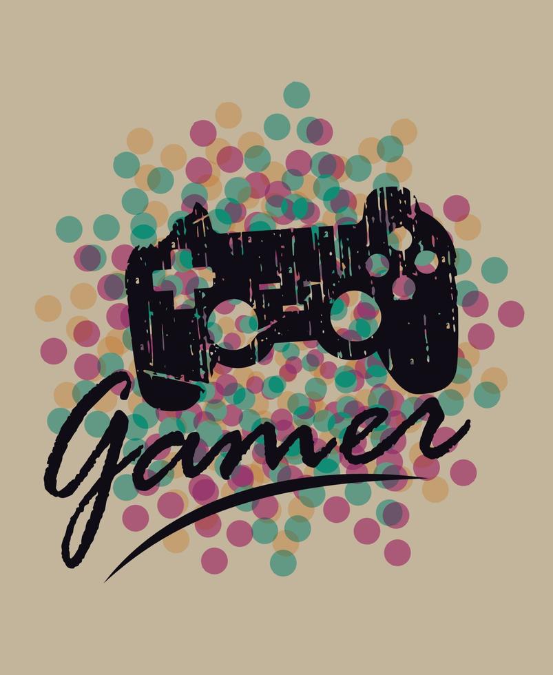 colorato gamer t camicia modello design. vettore