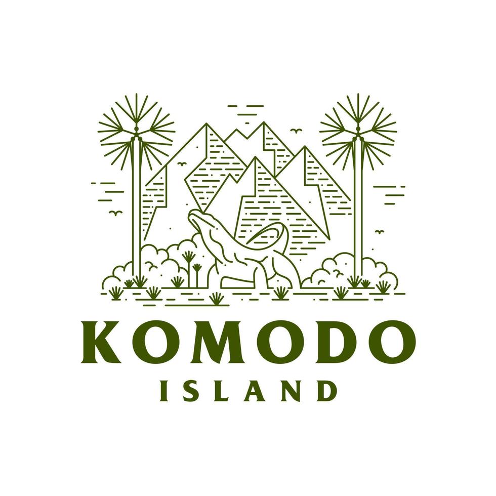 komodo isola linea stile. komodo nazionale parco vettore illustrazione design eps.10