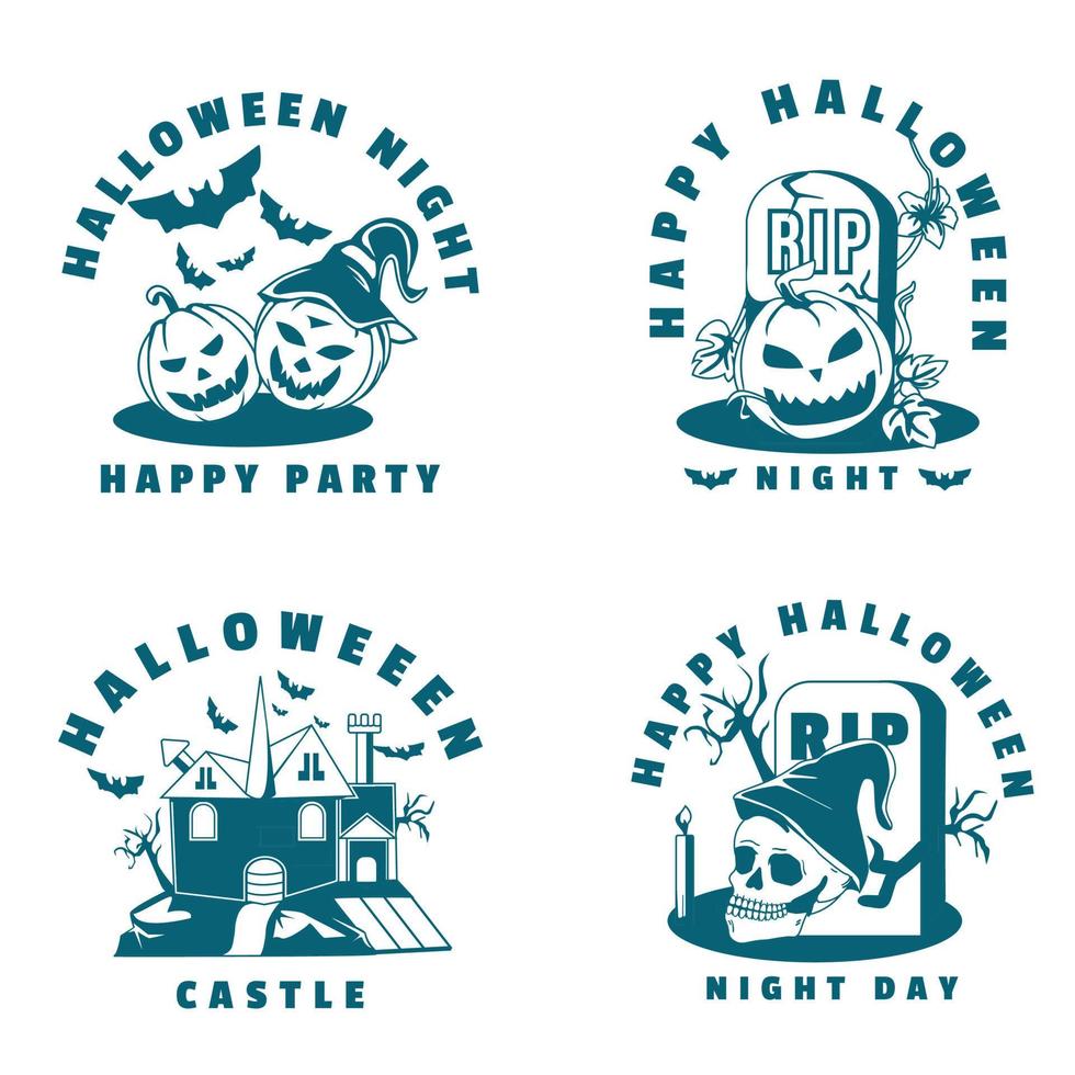 Halloween speciale impostato blu logo gratuito vettore
