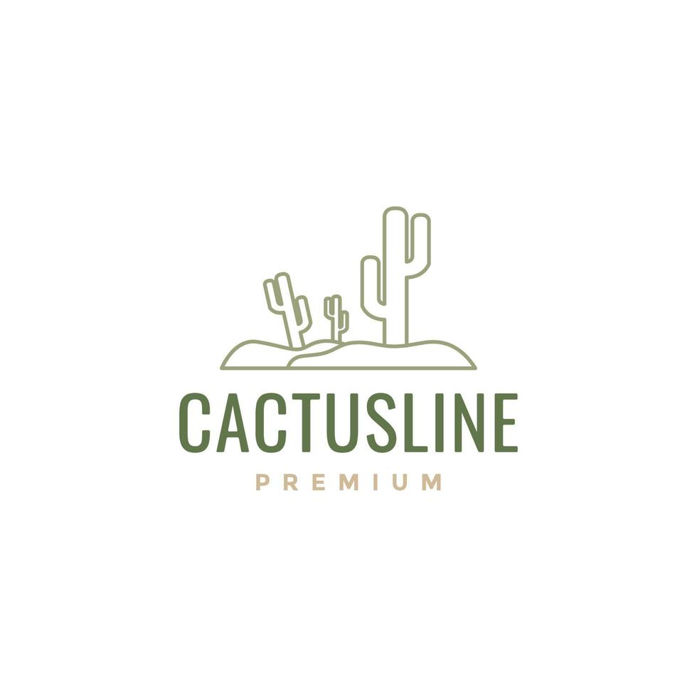 pianta deserto cactus saguaro minimo Linee logo design vettore icona illustrazione modello