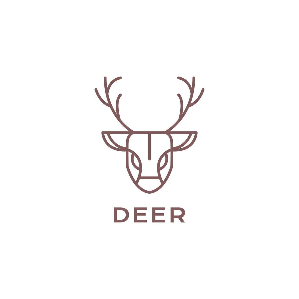 cervo testa lungo corno foresta savana geometrico linea minimo logo design vettore icona illustrazione modello