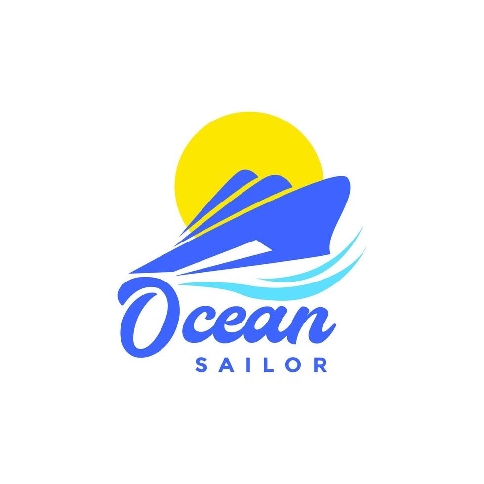 oceano barca nave andare in barca marinaio moderno astratto logo design vettore icona illustrazione modello