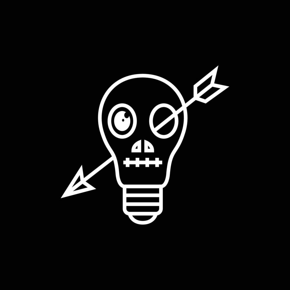 bolla leggero lampada con testa cranio frecce creativo idee logo design vettore icona illustrazione modello