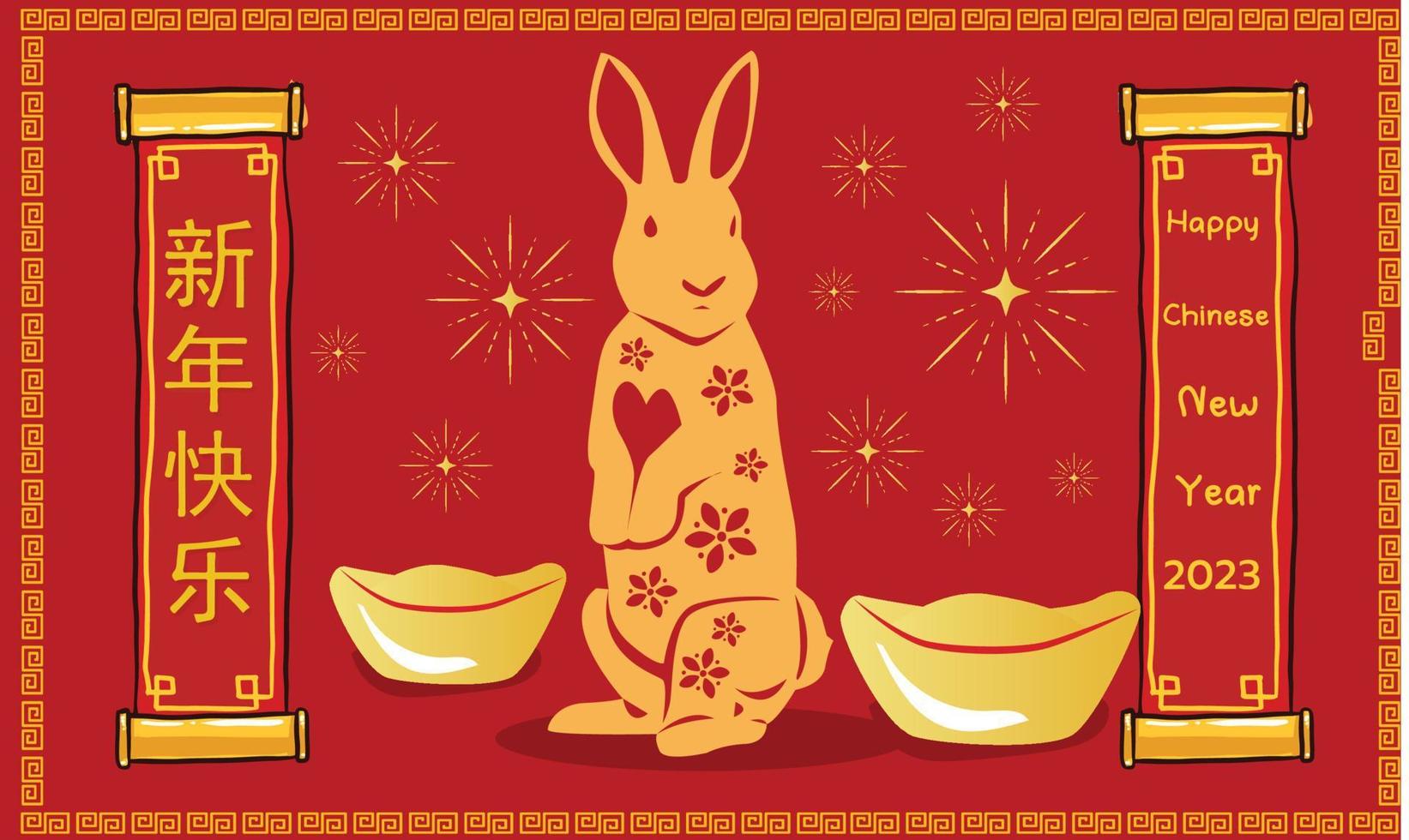 contento Cinese nuovo anno 2023, anno di il coniglio, contento nuovo anno illustrazione per manifesti, carte, calendari, segni, striscioni, siti web, pubblico relazioni e altro disegni vettore