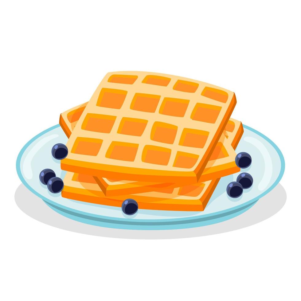 Pancakes con sciroppo. prima colazione. icona nel cartone animato stile. isolato oggetto. vettore