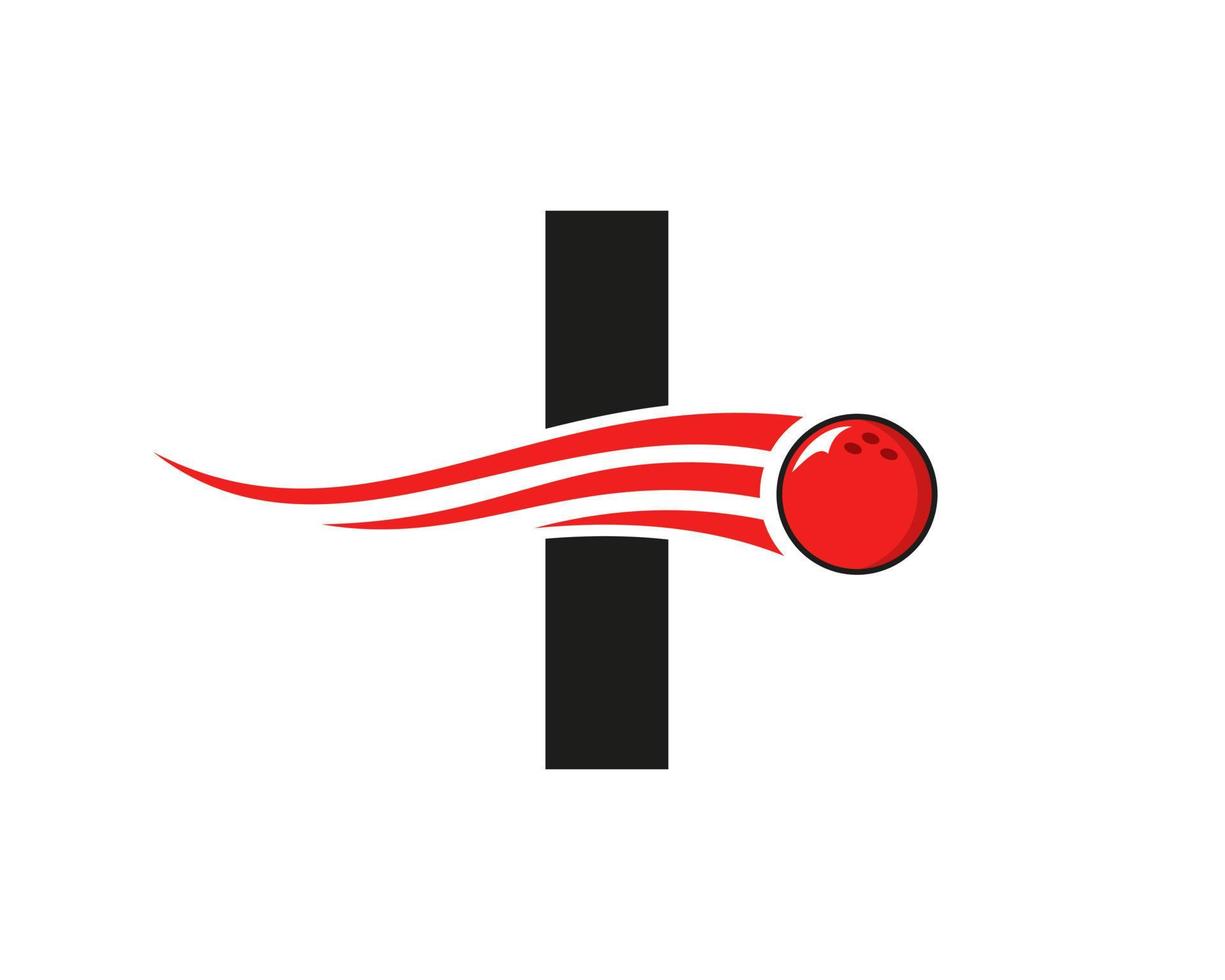 lettera io bowling logo. bowling palla simbolo con rosso in movimento palla vettore modello