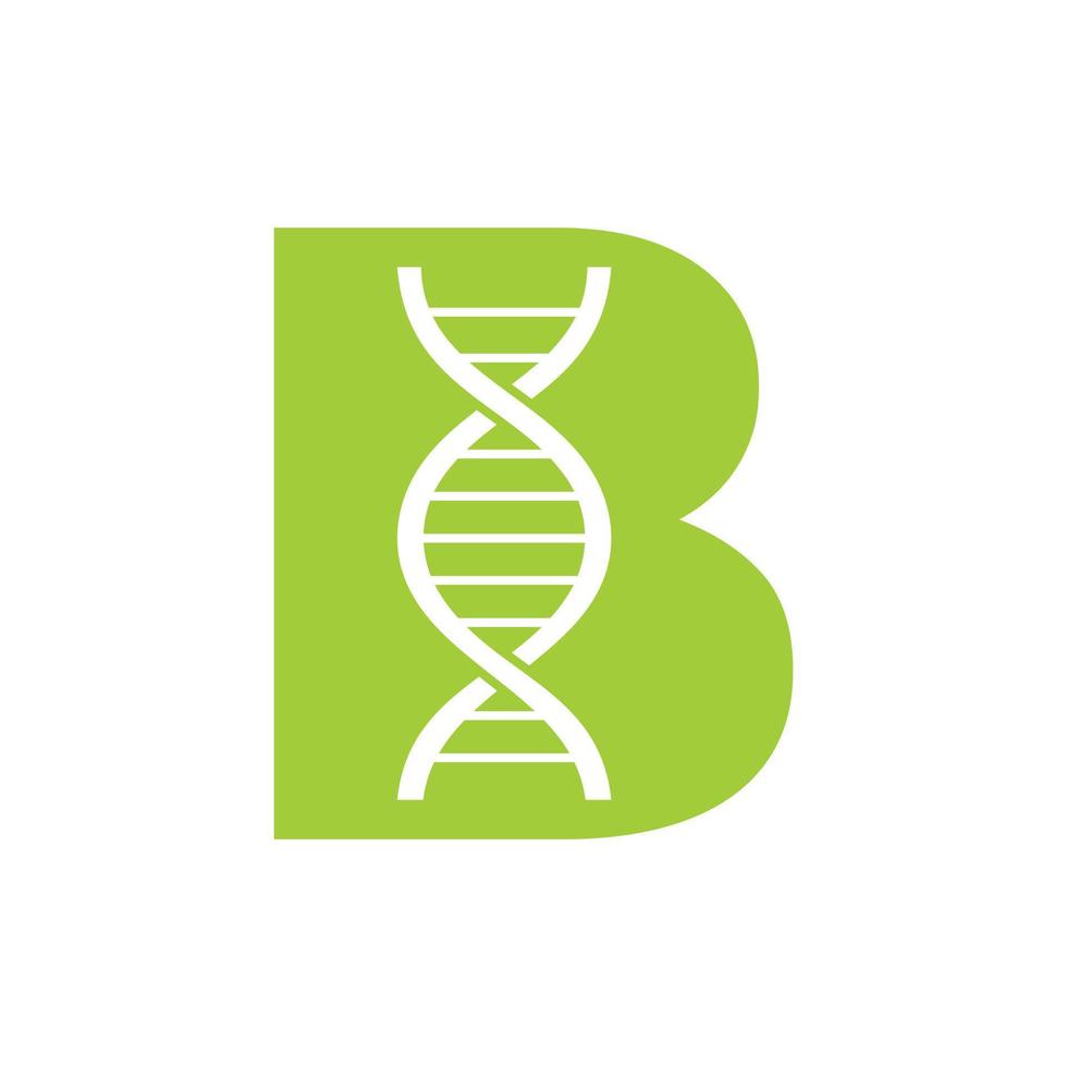 iniziale lettera B dna logo concetto per biotecnologia, assistenza sanitaria e medicina identità vettore modello