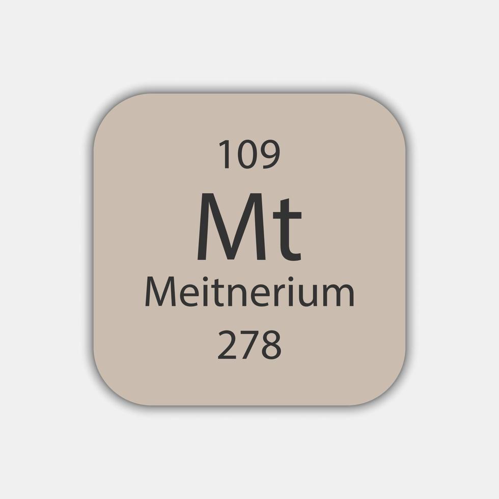 simbolo del meitnerio. elemento chimico della tavola periodica. illustrazione vettoriale. vettore