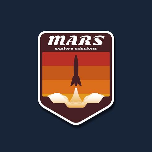 Distintivi della missione spaziale di Marte e emblemi del logo vettore