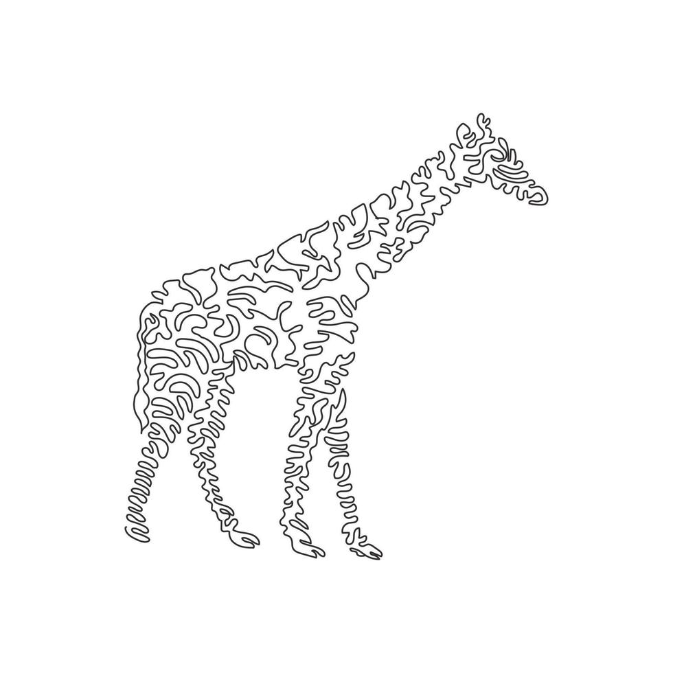 singolo turbine continuo linea disegno. giraffe siamo il il più alto terra mammifero. continuo linea disegno grafico design vettore illustrazione stile di di giraffa lungo gambe per un icona, boho parete arte