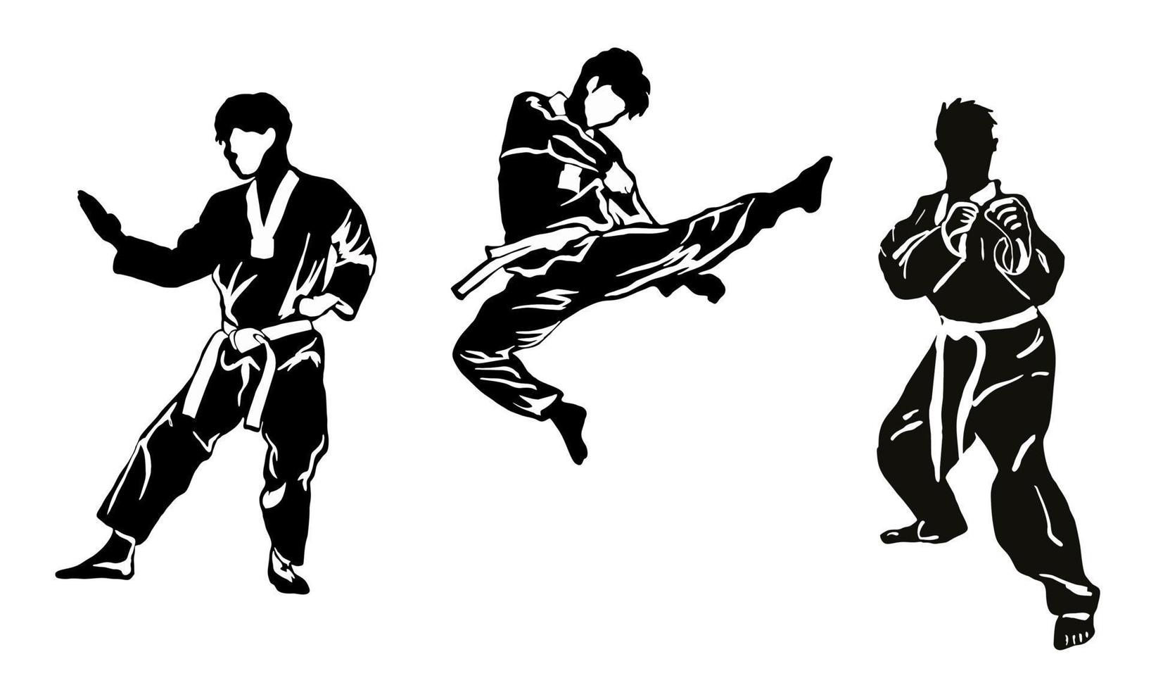 silhouette di vettore di calcio di taekwondo