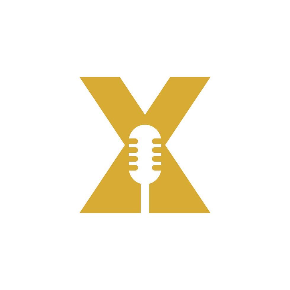 iniziale lettera X musica logo. dj simbolo Podcast logo combinato con microfono icona vettore modello