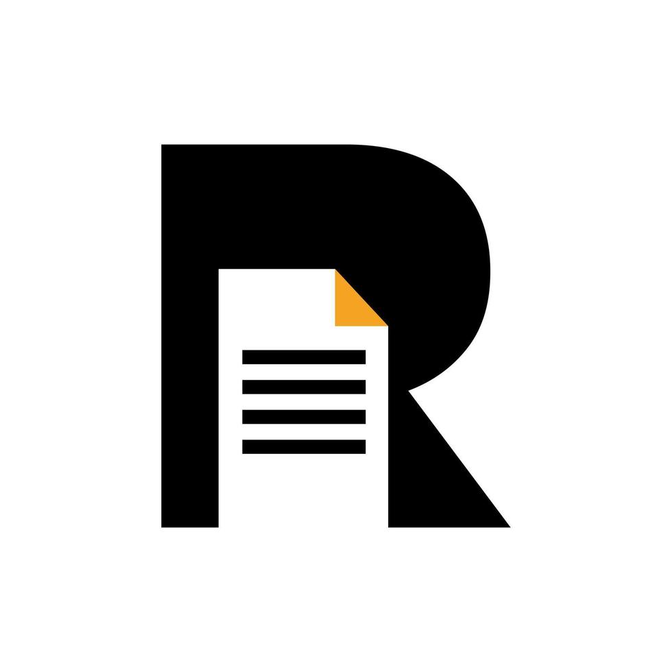 lettera r carta documento logo vettore modello semplice concetto