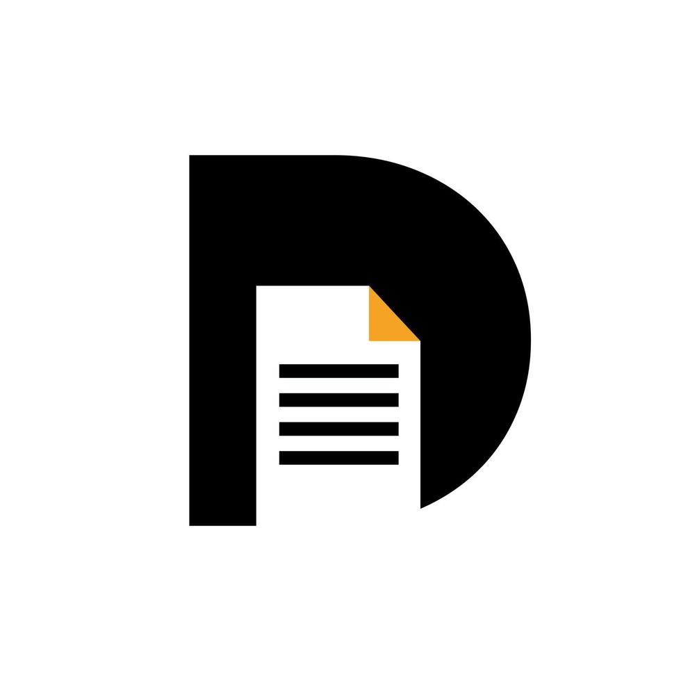 lettera d carta documento logo vettore modello semplice concetto