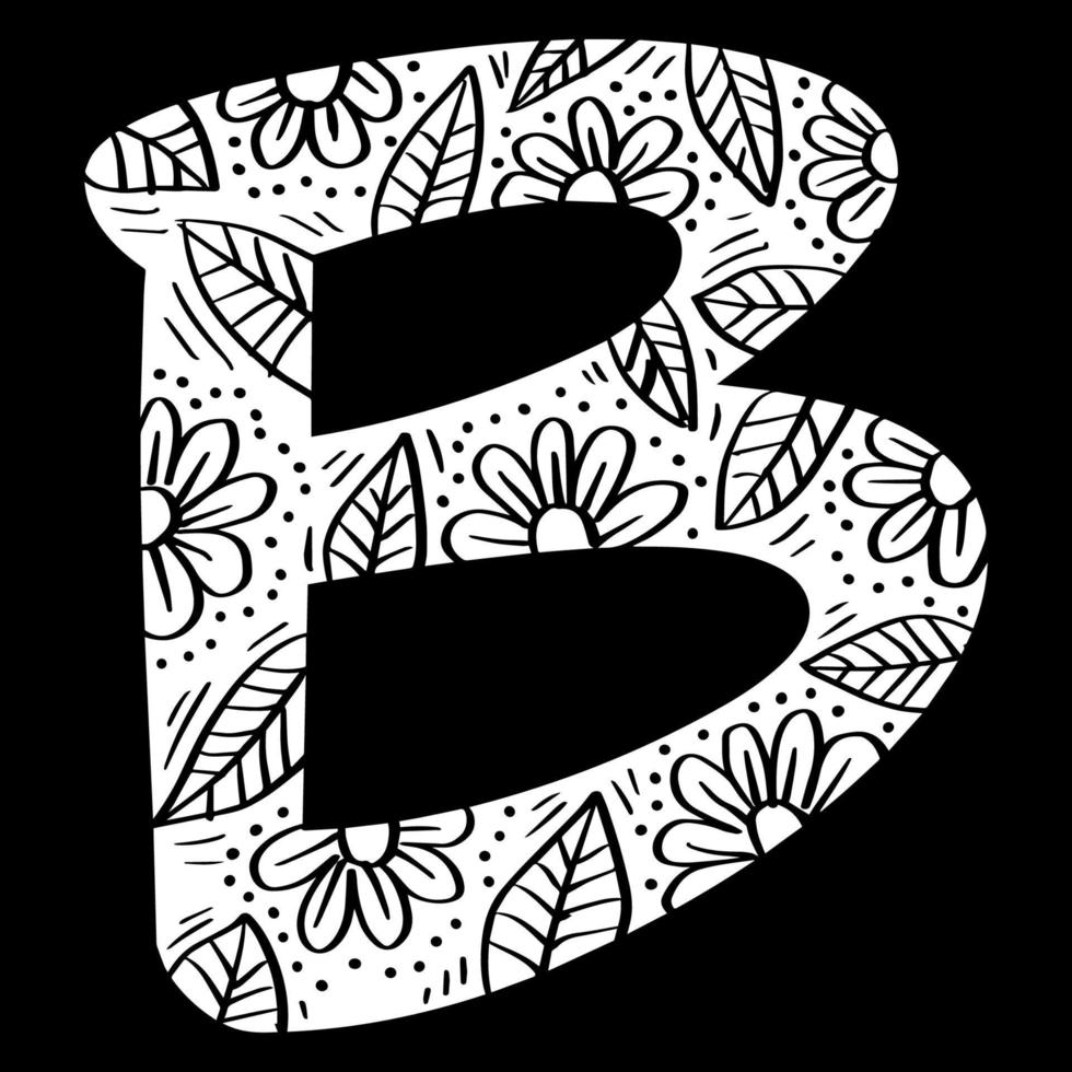 alfabeto decorativo floreale lettera B vettore