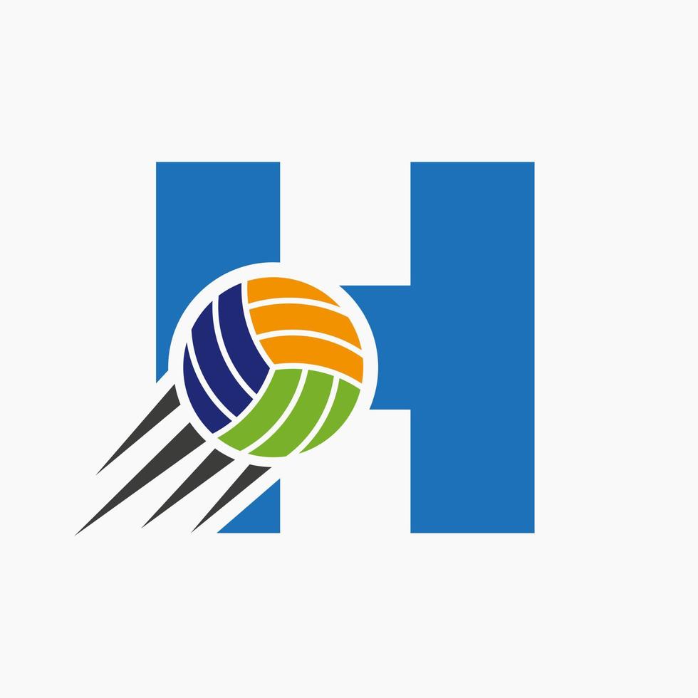 iniziale lettera h pallavolo logo concetto con in movimento volley palla icona. pallavolo gli sport logotipo simbolo vettore modello