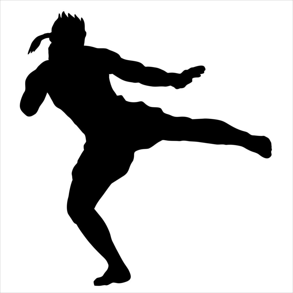 illustrazione di silhouette combattente silat karatè Muay Thai vettore