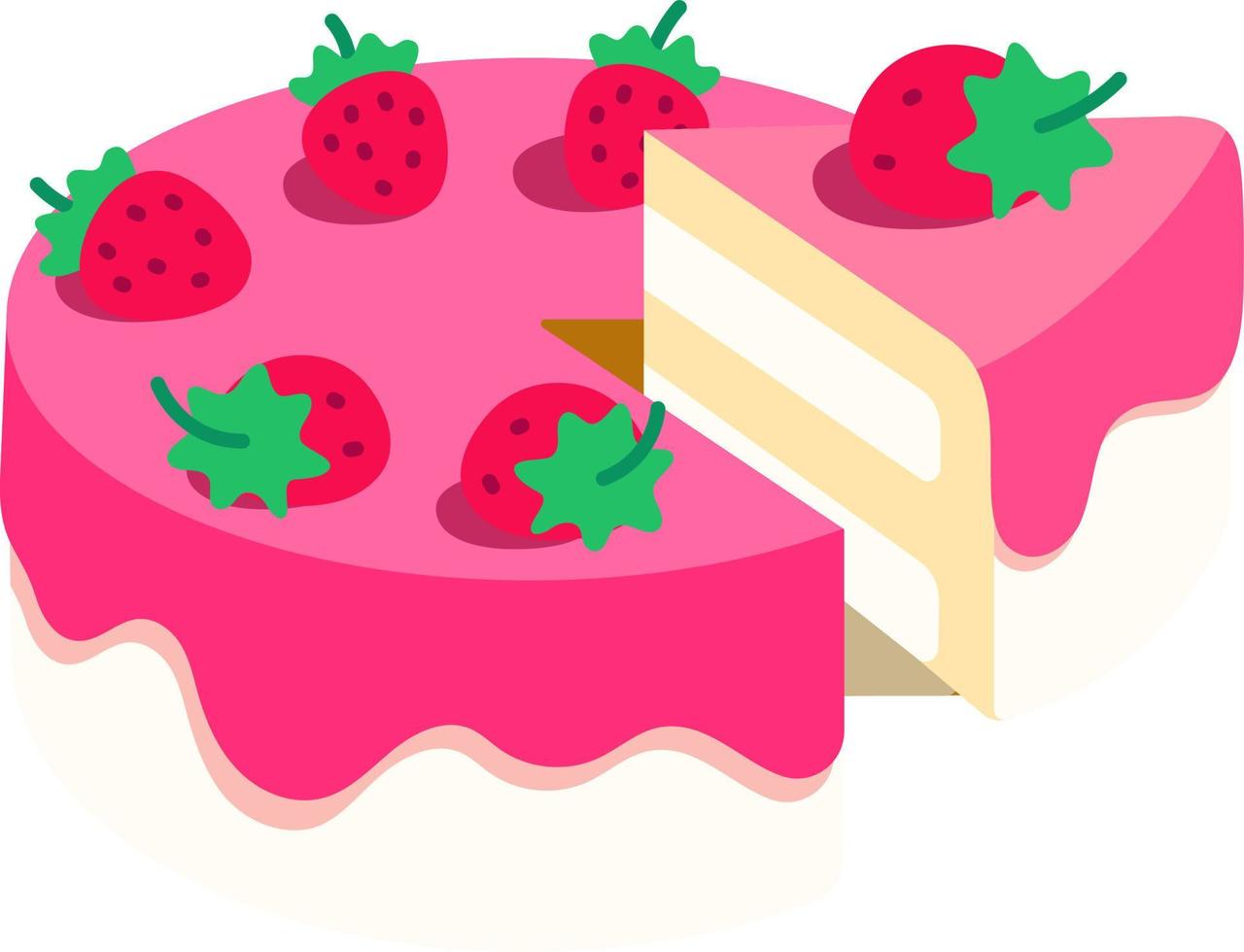 vaniglia fragola torta è essere diviso dolce icona elemento illustrazione piatto stile vettore