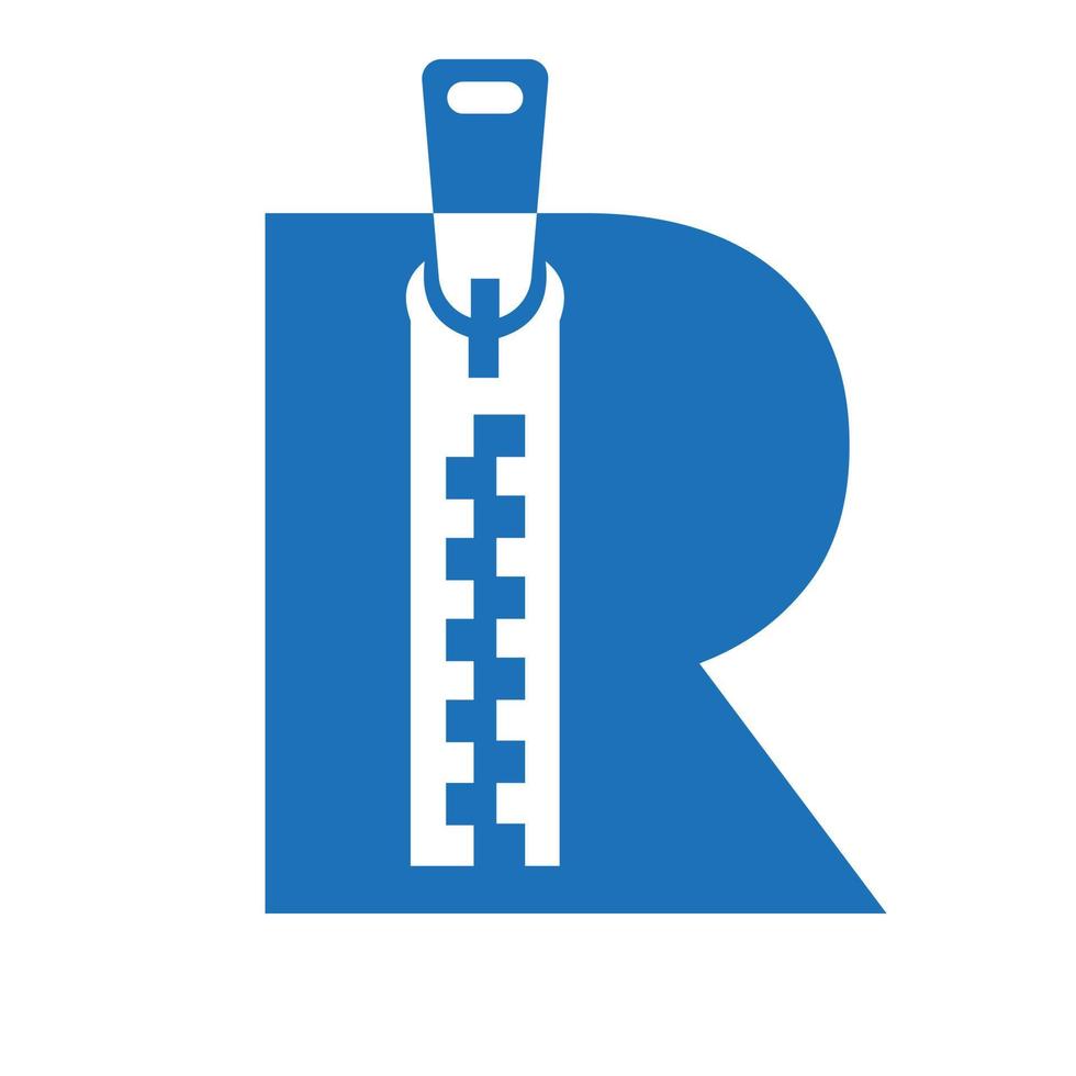 iniziale lettera r cerniera logo per moda stoffa, ricamo e tessile simbolo identità vettore modello