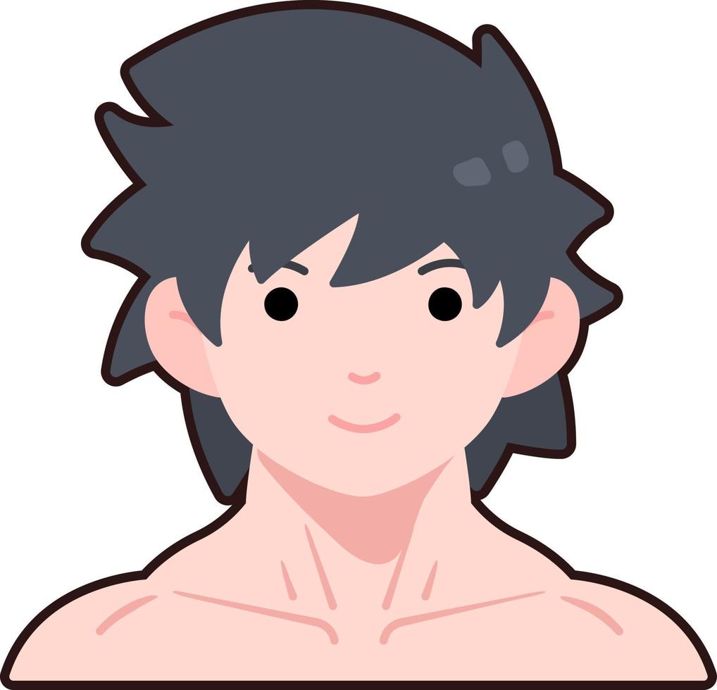 muscolo uomo ragazzo avatar utente persona persone cartone animato carino piatto etichetta nero stile vettore
