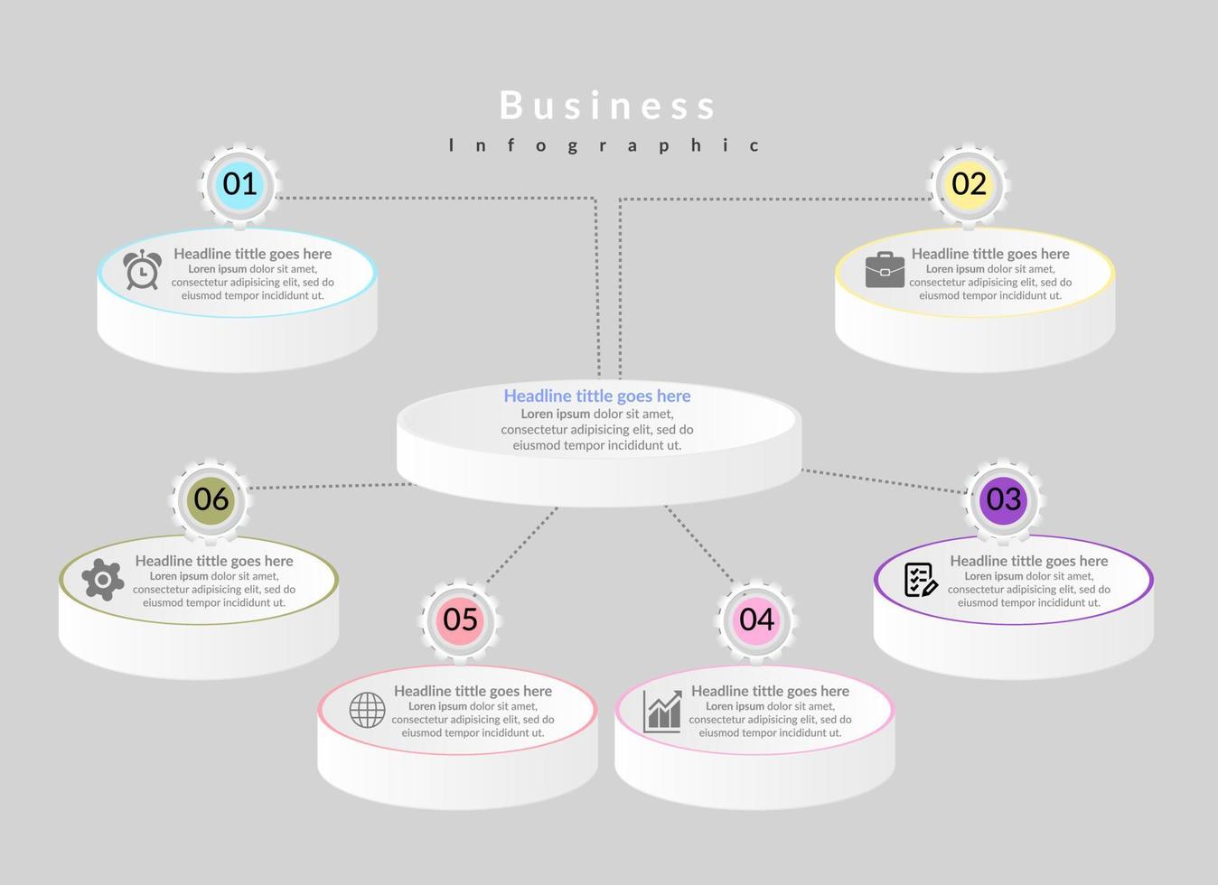 attività commerciale Infografica modello design. realistico cerchio diagramma infografica. moderno attività commerciale annuale rapporto dati visualizzazione. vettore