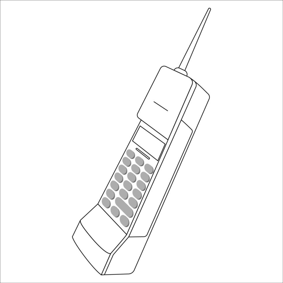 classico tastiera mobile telefoni colorazione pagine vettore, colorazione pagine per bambini. vettore