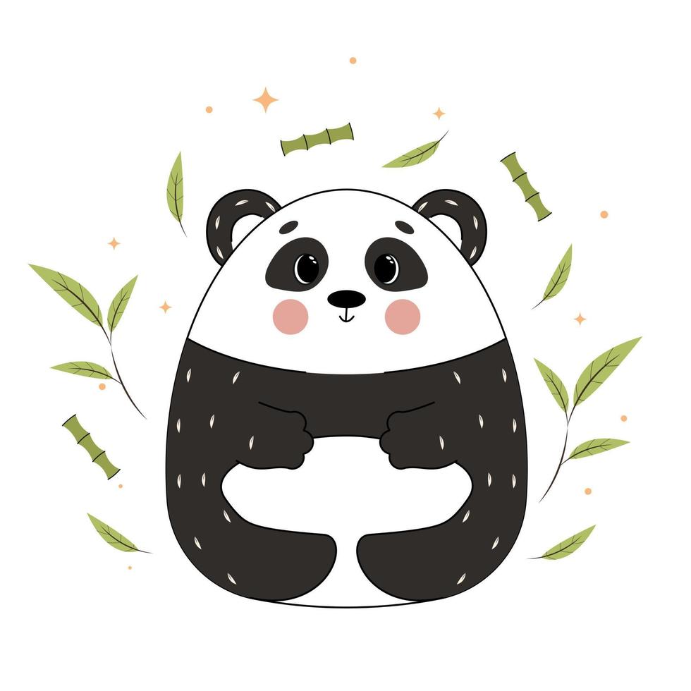 panda con bambù, vettore illustrazione di panda, panda isolato su un' bianca sfondo