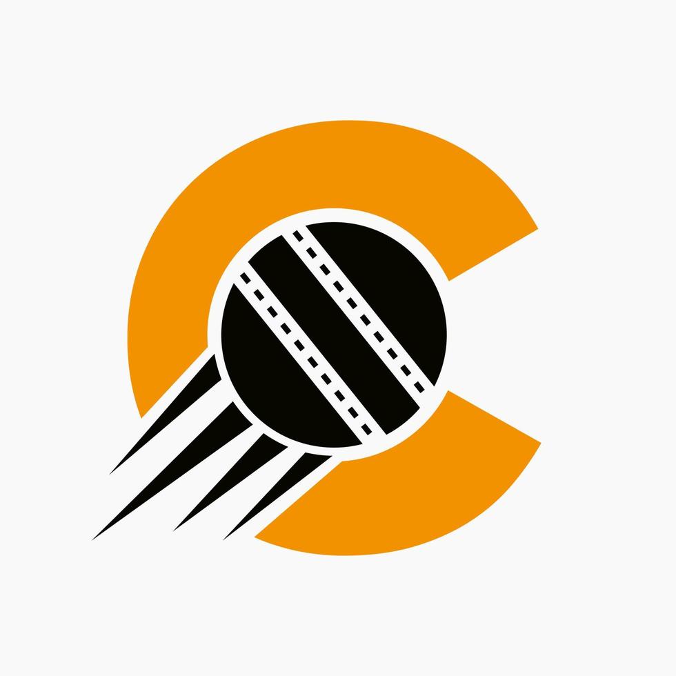 lettera c cricket logo concetto con in movimento cricket palla icona. cricket gli sport logotipo simbolo vettore modello