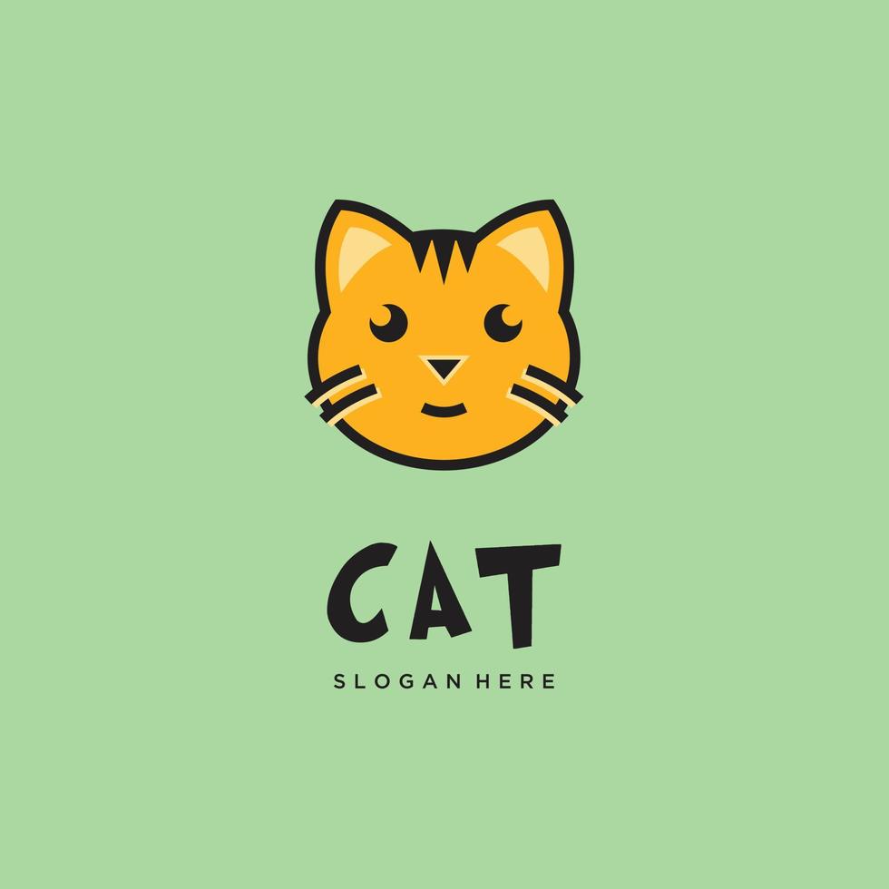 gatto carino viso testa logo design vettore icona illustrazione