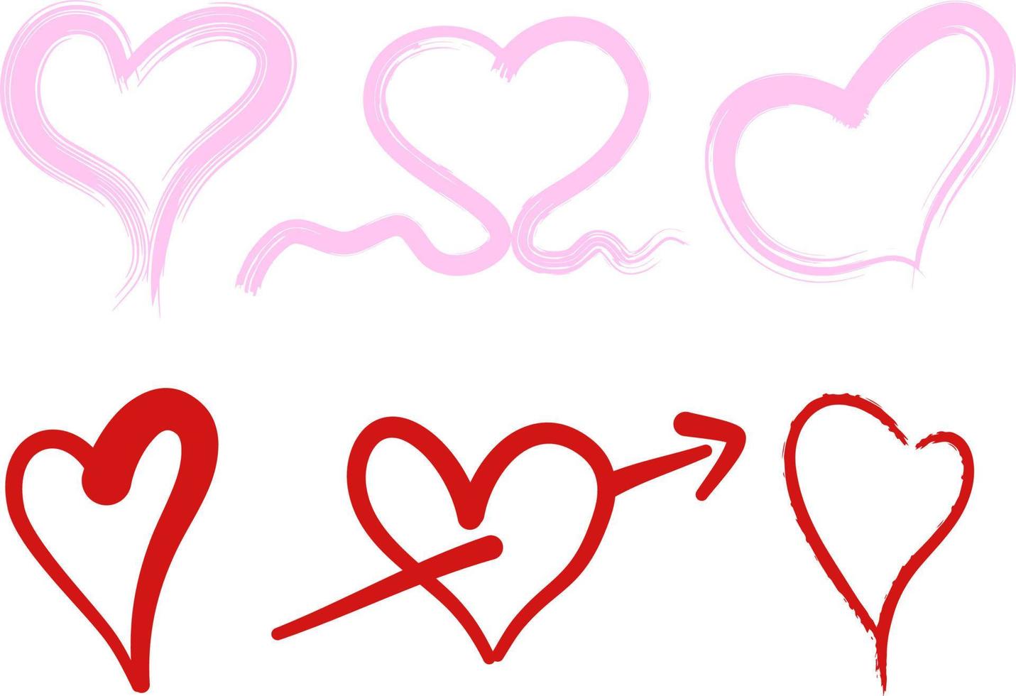 mano disegnato cuore, disegnato a mano ruvido marcatore cuori isolato su bianca sfondo vettore illustrazione per il tuo grafico design