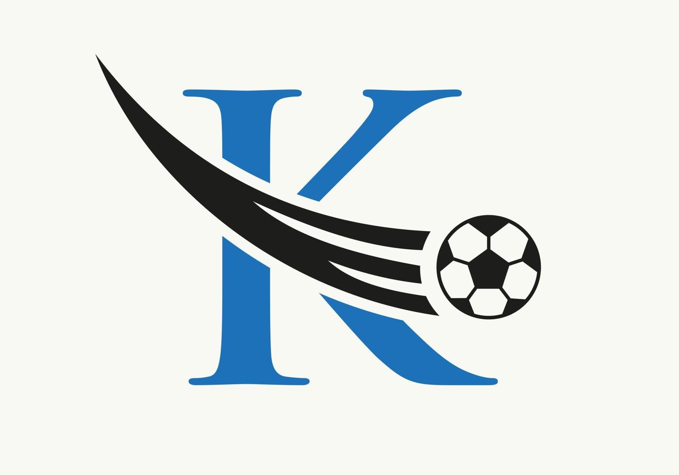 lettera K calcio calcio logo. calcio club simbolo concetto di calcio squadra icona vettore