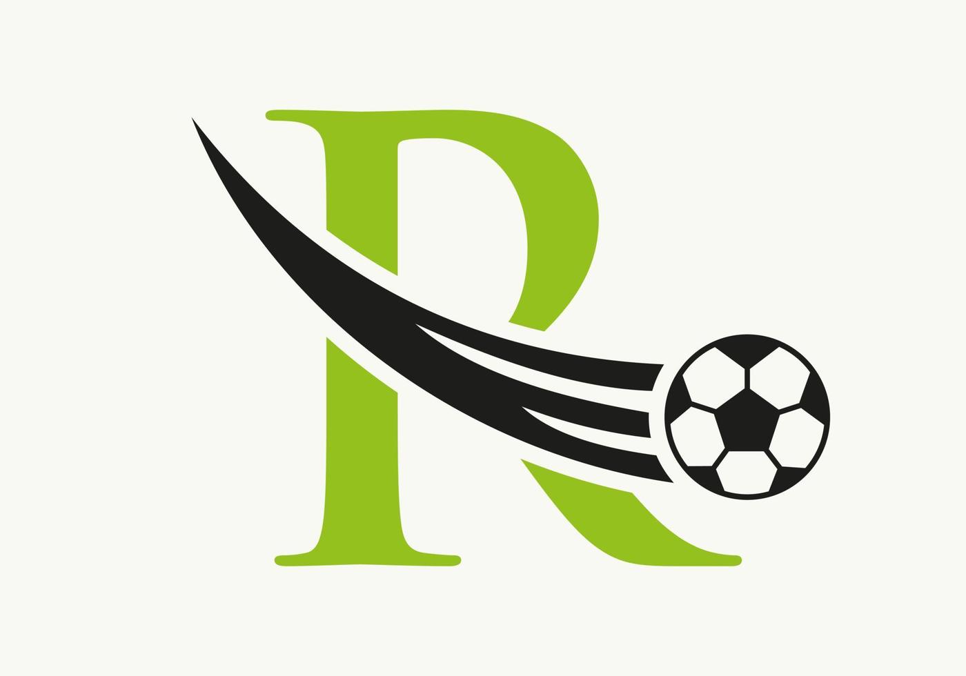 lettera r calcio calcio logo. calcio club simbolo concetto di calcio squadra icona vettore
