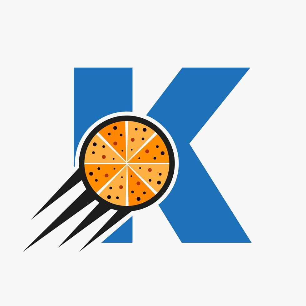 iniziale lettera K ristorante bar logo con Pizza concetto vettore modello