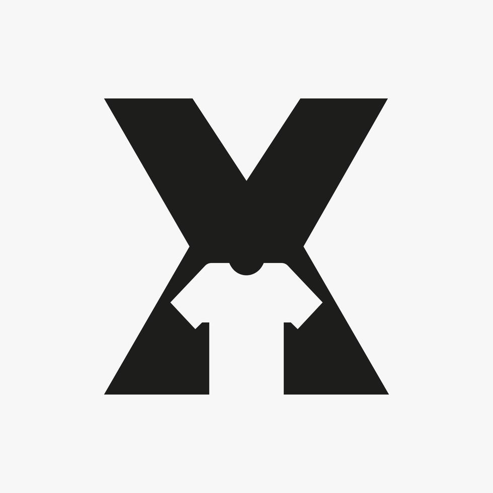 lettera X logo concetto con t camicia vettore modello per indumenti e stoffa moda cartello