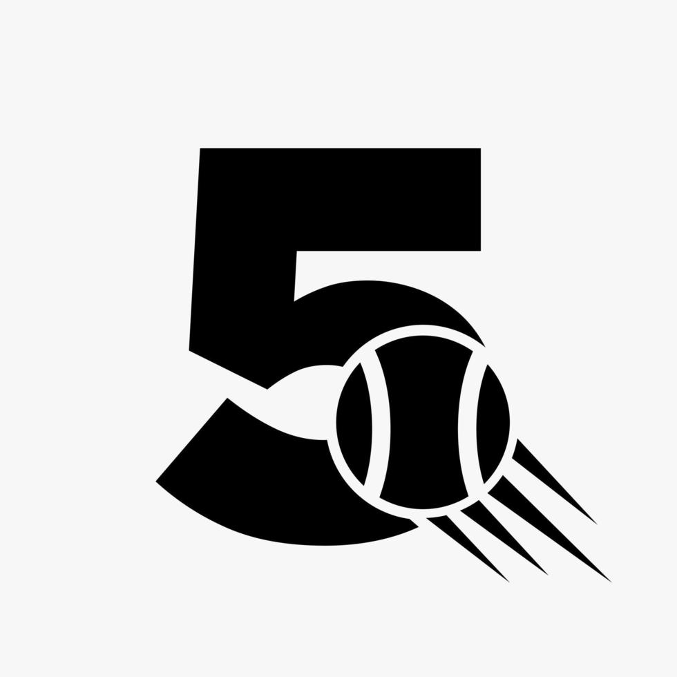 lettera 5 tennis logo concetto con in movimento tennis palla icona. tennis gli sport logotipo simbolo vettore modello