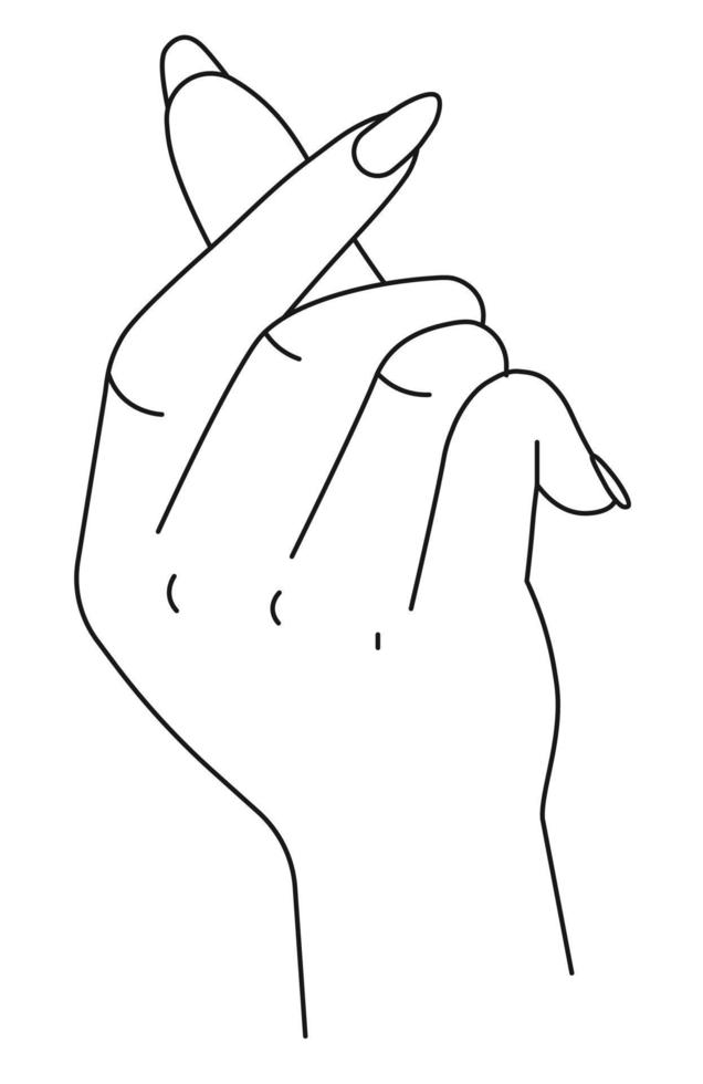 femmina mano mostrando fermaglio cartello, linea arte vettore
