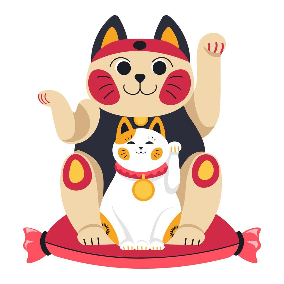 giapponese o Cinese gatti simbolo, animale statuetta vettore